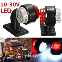 Red/White Side Marker 12 LED Light Lamp For Trailer Truck Lorry Caravan 10-30V