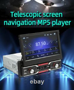 Retractable 7in Car Radio Stereo GPS SAT NAV Map Bluetooth MP5 Player 1 Din Unit
