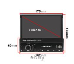 Single 1 DIN 7in Radio Car Stereo Retractable Touch Screen GPS Sat Nav BT Player