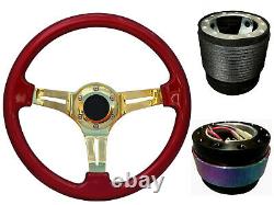 Steering Wheel Boss Kit TS Red Gold + Neo Chrome Quick Release BN for NISSAN 023