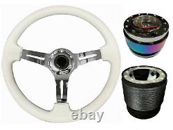 Steering Wheel Boss Kit TS White Chrome + Neo Quick Release NC for NISSAN 023