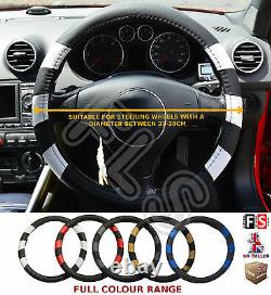 UNIVERSAL FAUX LEATHER STEERING WHEEL COVER BLACK/WHITE 37-39 CM Fits Nissan 1