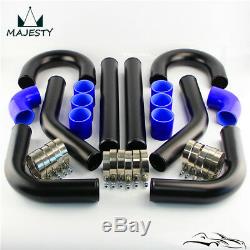 Universal 2.75 8Pcs Turbo Intercooler Pipe Piping T-Clamp Silicone Hose Kit