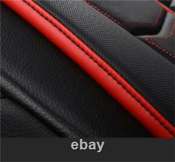 Universal Black/Red Comfort Leather Full Set Front+Rear Car Seat Cover Cushions