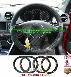 Universal Steering Wheel Cover Faux Leather Black/grey 37 To 39cm-nsn1