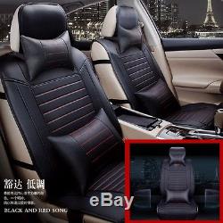 Wearproof Deluxe Edition Auto Seat Cover Cushion 5-Seats PU-Leather with Pillows