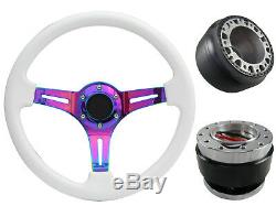 White Purple Quick Release TS Steering Wheel + Boss Kit for NISSAN 003