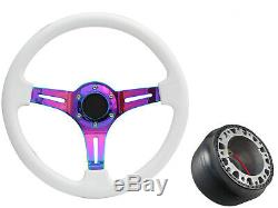 White Purple TS Steering Wheel + Boss Kit for NISSAN 003