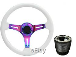 White Purple TS Steering Wheel + Boss Kit for NISSAN 023