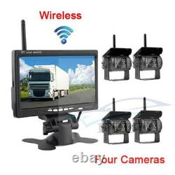 Wireless 4 Backup Cameras IR Night Vision + 7Rear View Monitor for RV Truck Bus